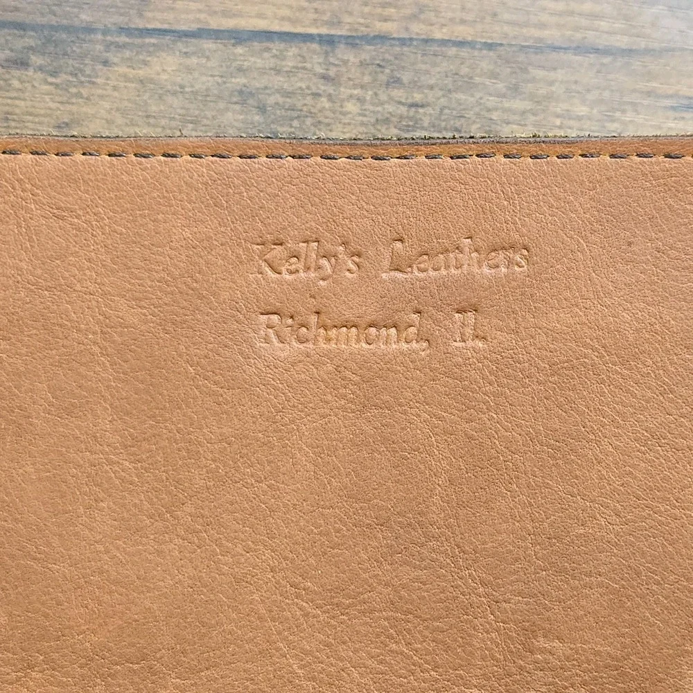 Vintage Kelly's Leathers Briefcase 16x12 Brown Leather Satchel USA Richmond IL‎